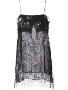 floral print and lace detail sheer camisole Adam Lippes