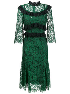 кружевное платье миди с оборкой  Dolce &amp; Gabbana