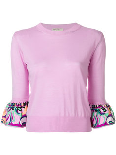 топ с оборками на рукавах Emilio Pucci