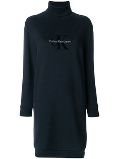 платье джерси с высокой горловиной и логотипом Calvin Klein Jeans