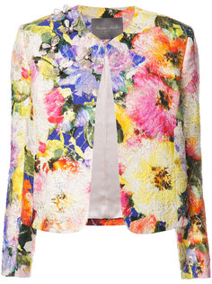 декорированный пиджак с цветочным принтом Monique Lhuillier