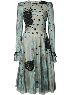 тюлевое платье с цветочным узором Monique Lhuillier