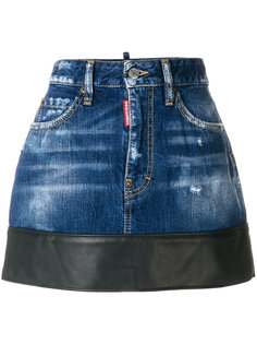 джинсовая юбка с кожаной отделкой Dsquared2