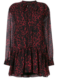 leopard print tie neck mini dress Saint Laurent