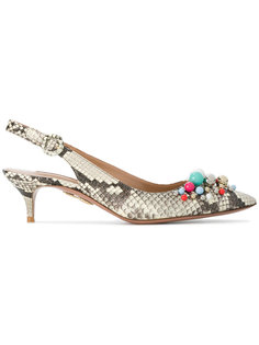 snake-effect slingback pumps Aquazzura