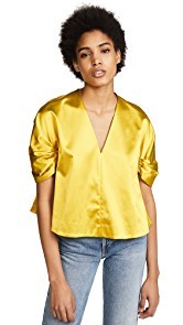 Elizabeth and James Mae Duchess Satin Cropped Top