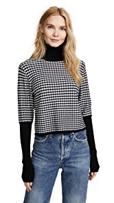 Jonathan Simkhai Radical Gingham Cropped Turtleneck
