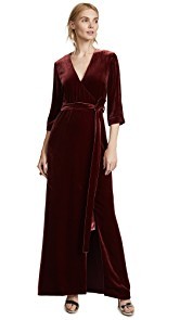 LAGENCE Rosalind Maxi Velvet Wrap Dress