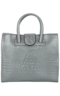 Серая кожаная сумка с тиснением La Reine Blanche