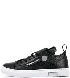Черные кожаные кеды на шнуровке Armani Jeans