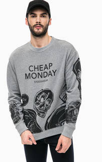 Свитшот серого цвета с принтом Cheap Monday