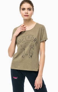 Хлопковая футболка цвета хаки Superdry