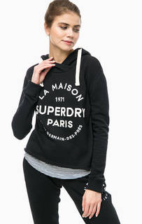Черная толстовка с декоративной вышивкой Superdry
