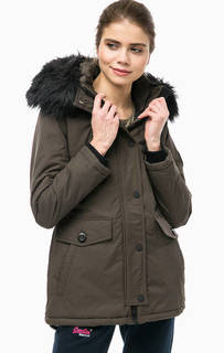 Длинная зимняя куртка с меховой отделкой Superdry