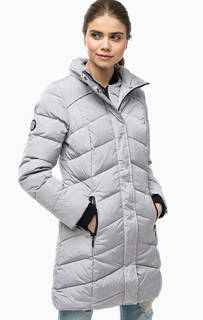 Длинный зимний пуховик серого цвета Superdry