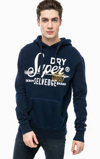 Синяя хлопковая толстовка с принтом Superdry