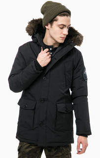 Черная утепленная куртка с капюшоном Superdry