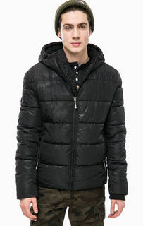 Короткая черная куртка с капюшоном Superdry