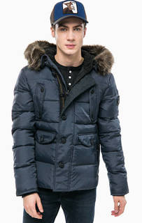 Синяя утепленная куртка с капюшоном Superdry