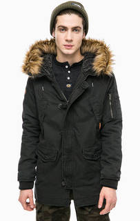 Серая парка с капюшоном Superdry