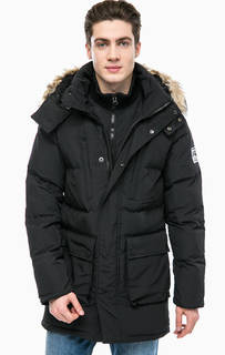 Черная утепленная куртка с капюшоном Superdry