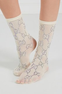 Белые носки с кристаллами Gucci