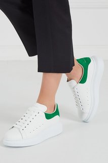 Кожаные кроссовки с зеленой деталью Alexander Mc Queen