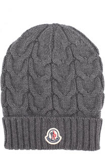 Шерстяная шапка фактурной вязки Moncler Enfant