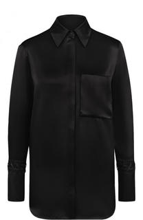 Однотонная шелковая блуза с накладным карманом Victoria by Victoria Beckham