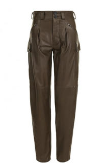 Однотонные кожаные брюки с защипами Tom Ford