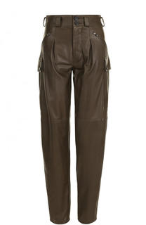 Однотонные кожаные брюки с защипами Tom Ford