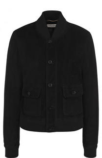 Однотонный замшевый бомбер Saint Laurent