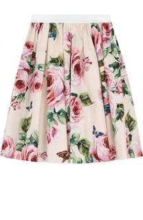 Хлопковая юбка с принтом и эластичным поясом Dolce &amp; Gabbana