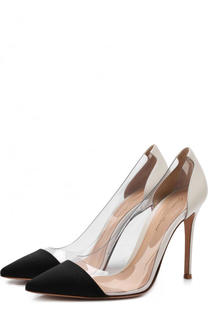Комбинированные туфли Plexi на шпильке Gianvito Rossi
