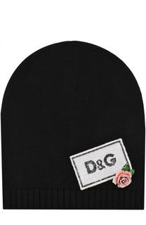 Шерстяная шапка с пайетками и декором Dolce &amp; Gabbana