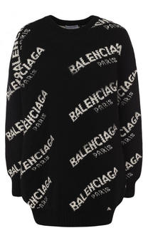 Шерстяной пуловер с логотипом бренда Balenciaga