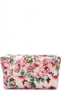 Текстильная сумка с принтом и кристаллами на цепочке Dolce &amp; Gabbana