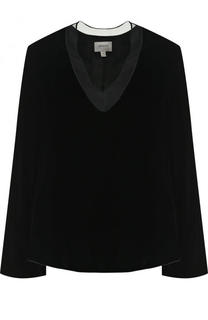Бархатный топ с длинным рукавом и V-образным вырезом Armani Collezioni