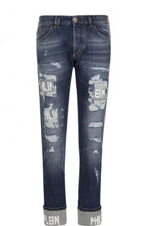 Джинсы прямого кроя с потертостями Philipp Plein