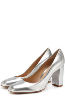 Туфли Linda из металлизированной кожи на устойчивом каблуке Gianvito Rossi