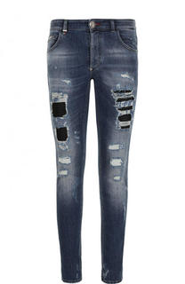 Джинсы прямого кроя с потертостями Philipp Plein