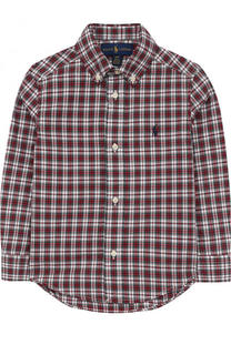 Хлопковая рубашка с принтом и воротником button down Polo Ralph Lauren
