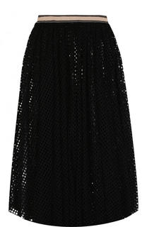 Однотонная перфорированная юбка-миди с широким поясом By Malene Birger
