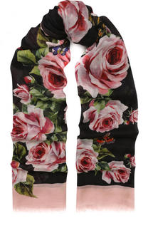 Шарф из смеси вискозы и кашемира с цветочным принтом Dolce &amp; Gabbana