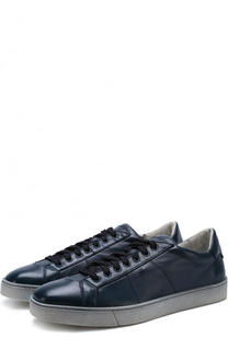 Кожаные кеды на шнуровке Santoni