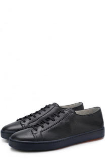 Кожаные кеды на шнуровке Santoni