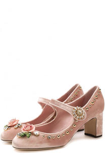 Бархатные туфли Vally с декором Dolce &amp; Gabbana