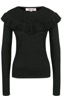 Приталенный пуловер с круглым вырезом и оборками Diane Von Furstenberg