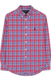 Хлопковая рубашка с принтом и воротником button down Polo Ralph Lauren