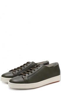 Кожаные кеды на шнуровке Santoni